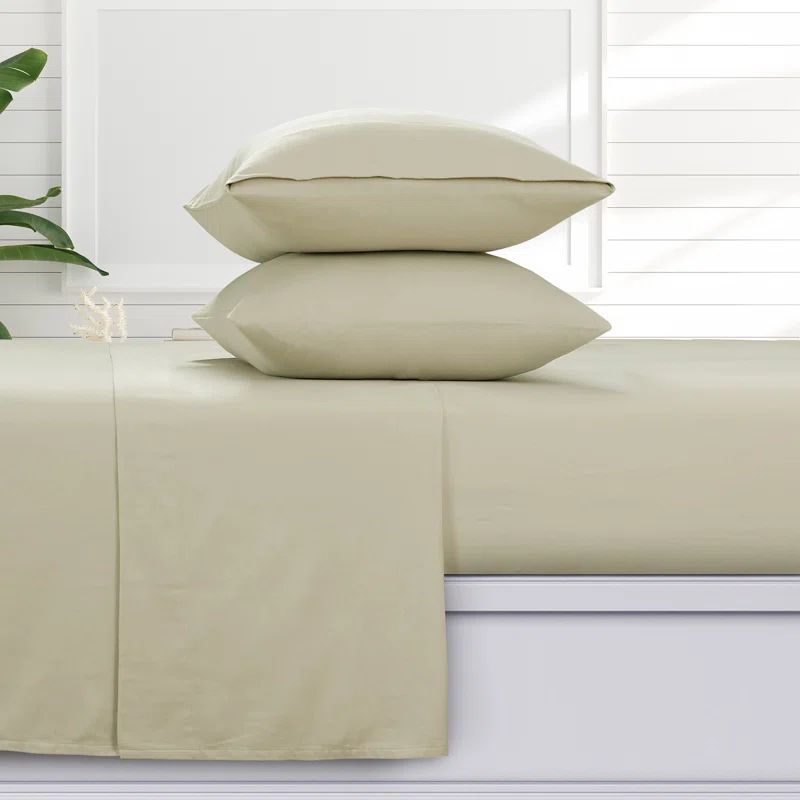 Natural Cotton Flannel Queen Sheet Set with Deep Pockets