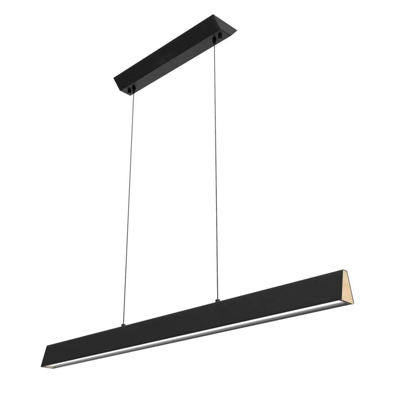 Matte Black and Maple 48" LED Linear Pendant Light