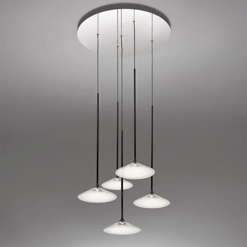 Black Aluminum Multi-Light Pendant with LED