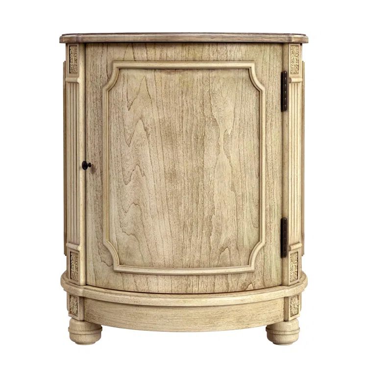 Thurmond Light Brown Round Wood Side Table with Storage