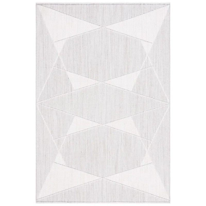 Ivory Geometric Stain-Resistant Wool Runner Rug