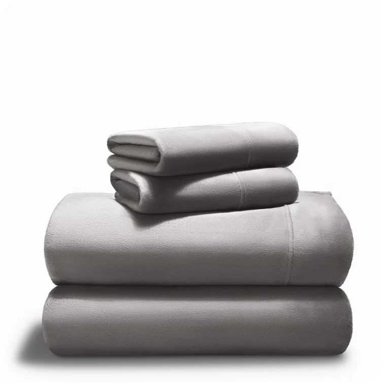 Light Grey Queen Microplush Polyester Sheet Set