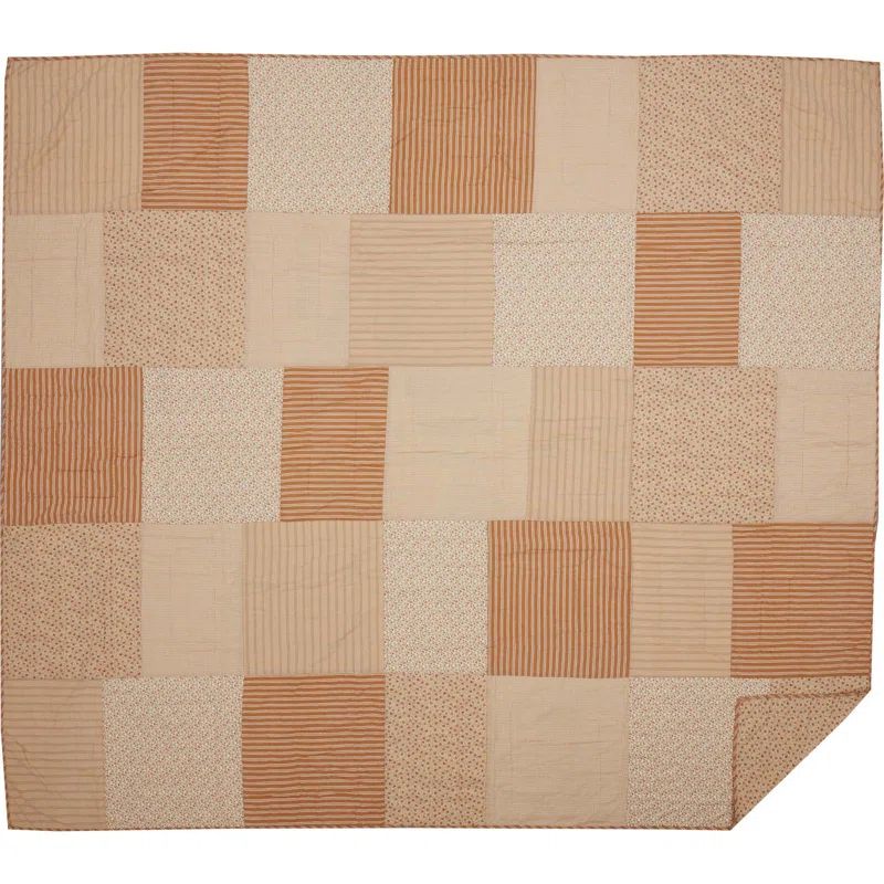 King Size White and Gold Cotton Reversible Quilt
