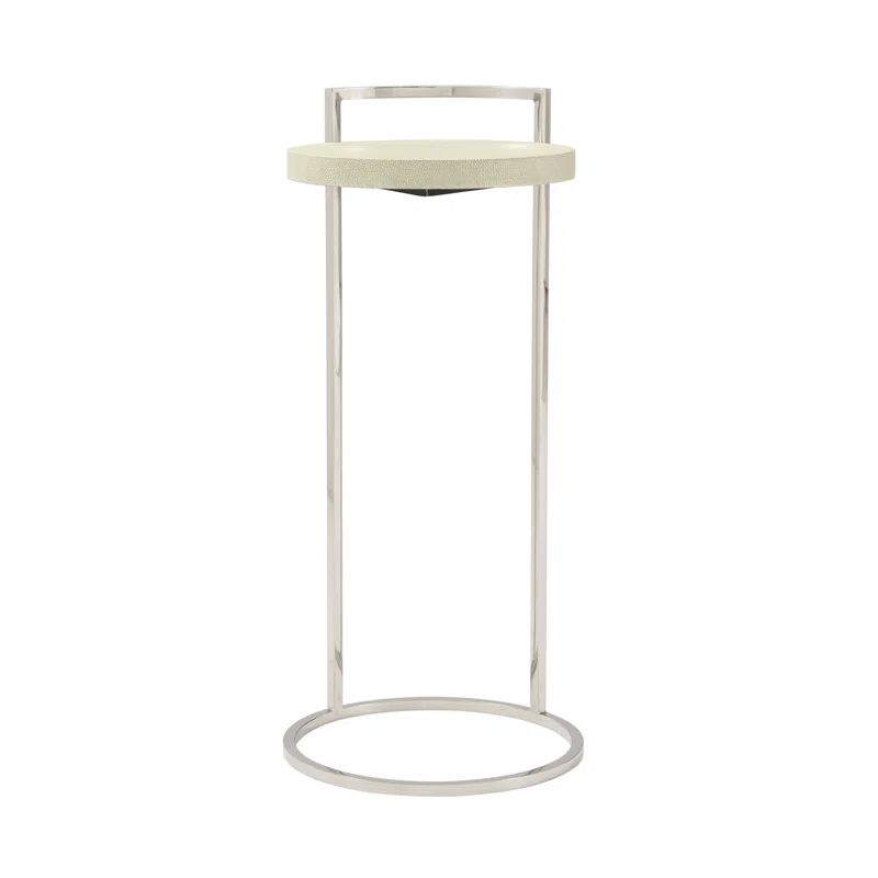 Tempest Round Brown Wood and Metal End Table