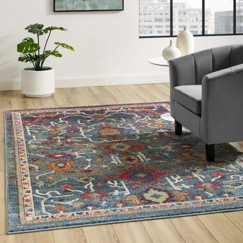 Tribute Vintage Floral Distressed 8' x 10' Multicolor Area Rug