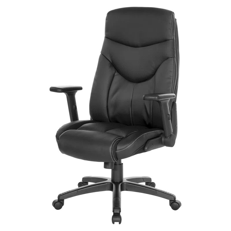 ErgoExecutive High Back Swivel Black Leather Office Chair