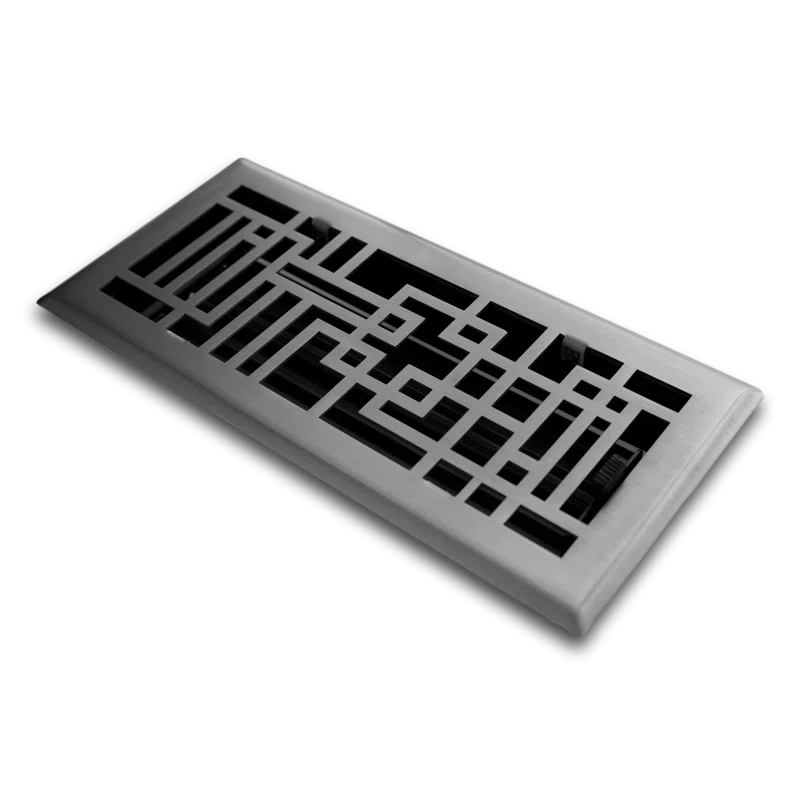 Brushed Nickel Art Deco Steel Vent Cover 4 x 10