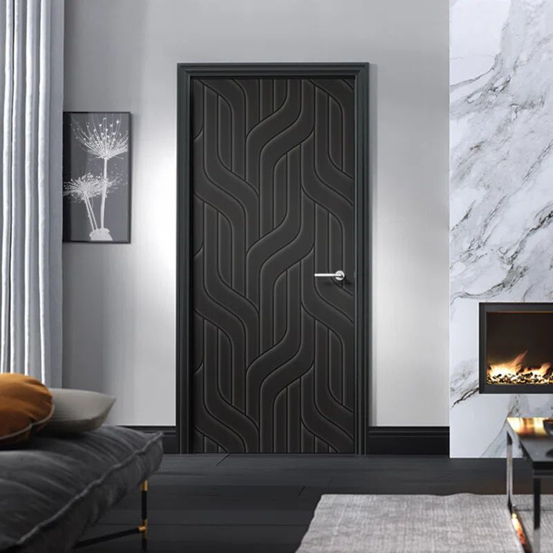 84" Black Painted MDF Hollow Core Interior Slab Door