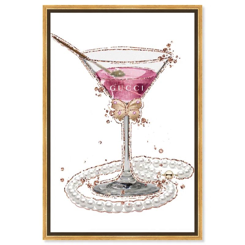 Glamorous Gold Framed Martini Canvas Wall Art, 24" x 36"
