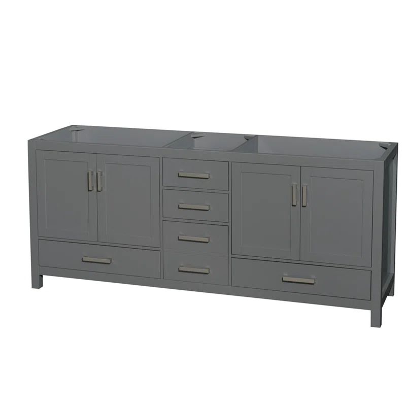 Sheffield 78.5" Dark Gray Solid Wood Double Bathroom Vanity Base