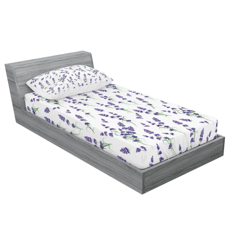 Twin XL White Microfiber Floral Sheet Set