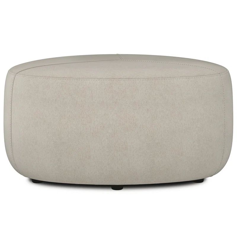 Moore Natural Linen Look Large Round Ottoman