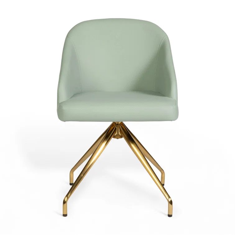 Sage Faux Leather Swivel Task Chair with Polished Brass Frame