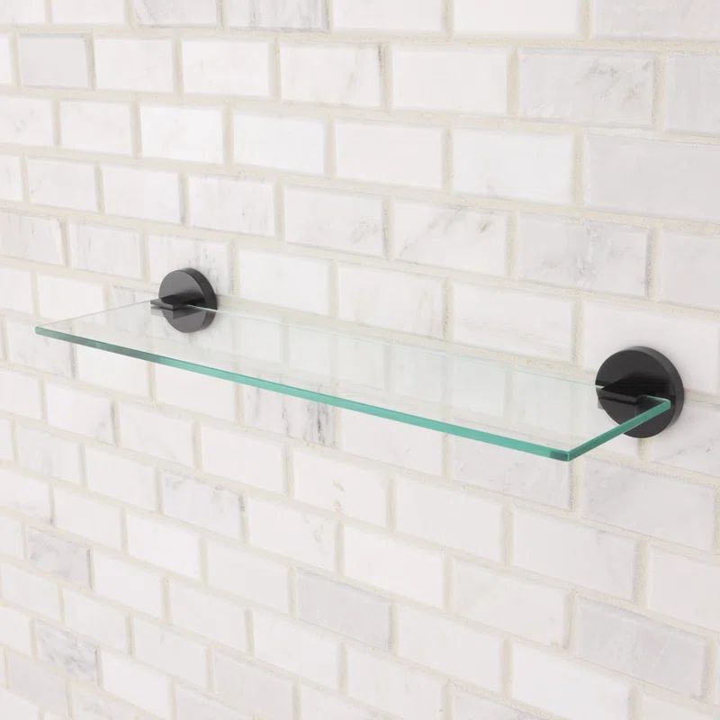 Matte Black Glass Wall-Mounted Bathroom Shelf