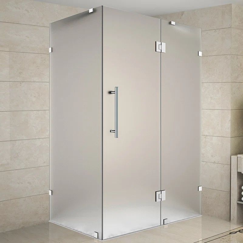 Avalux 32" x 72" Frameless Frosted Glass Hinged Shower Enclosure