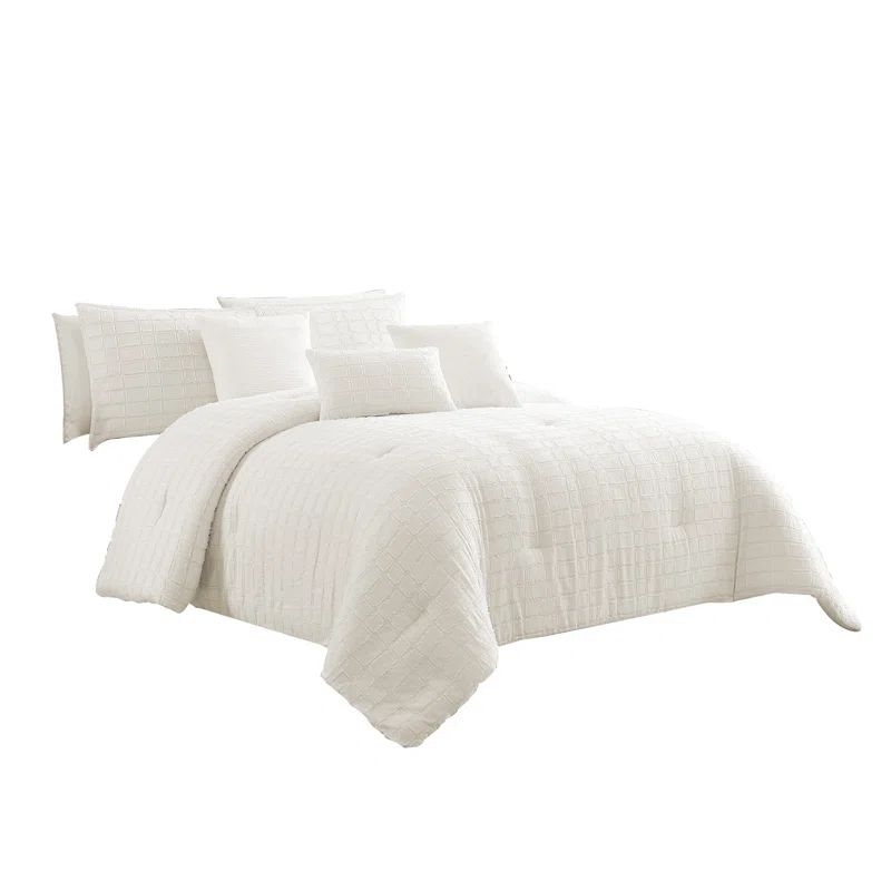 White Cotton King Comforter Set with Fringe Details
