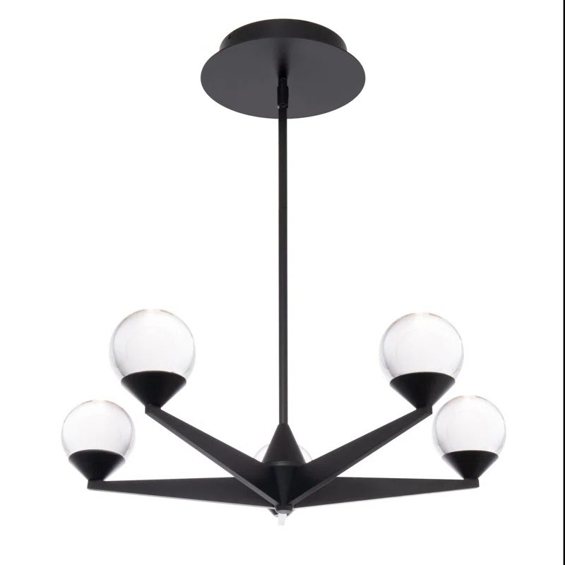 Black Crystal 5-Light LED Globe Chandelier