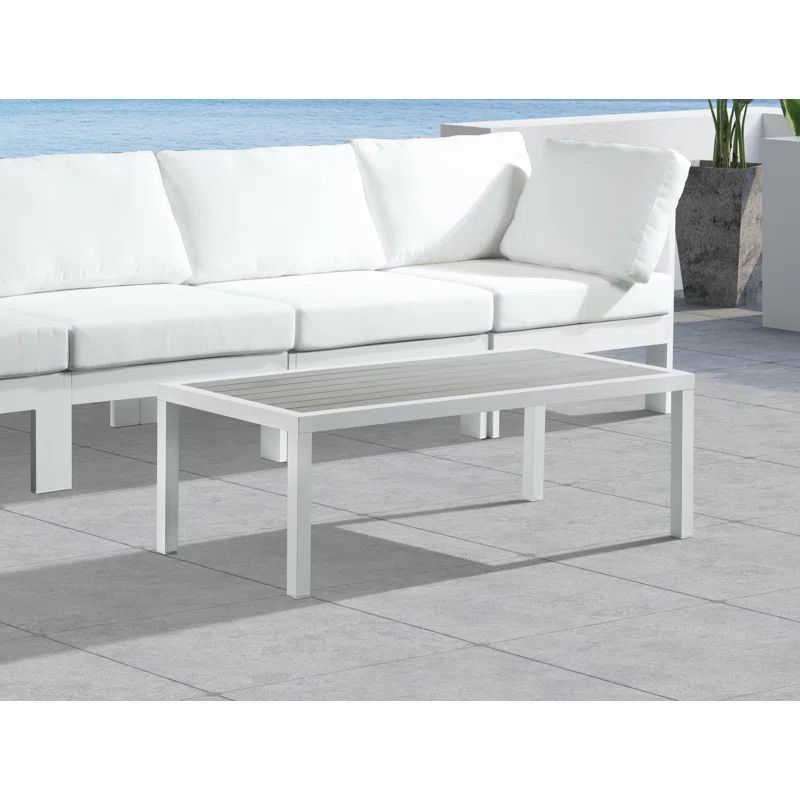 Nizuc Light Gray and White Aluminum Outdoor Coffee Table