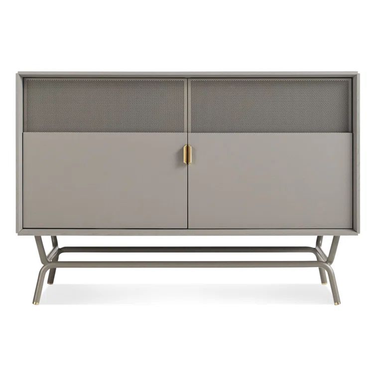 Risk-Averse Gray 48" TV Stand with Brass Details and Cabinet