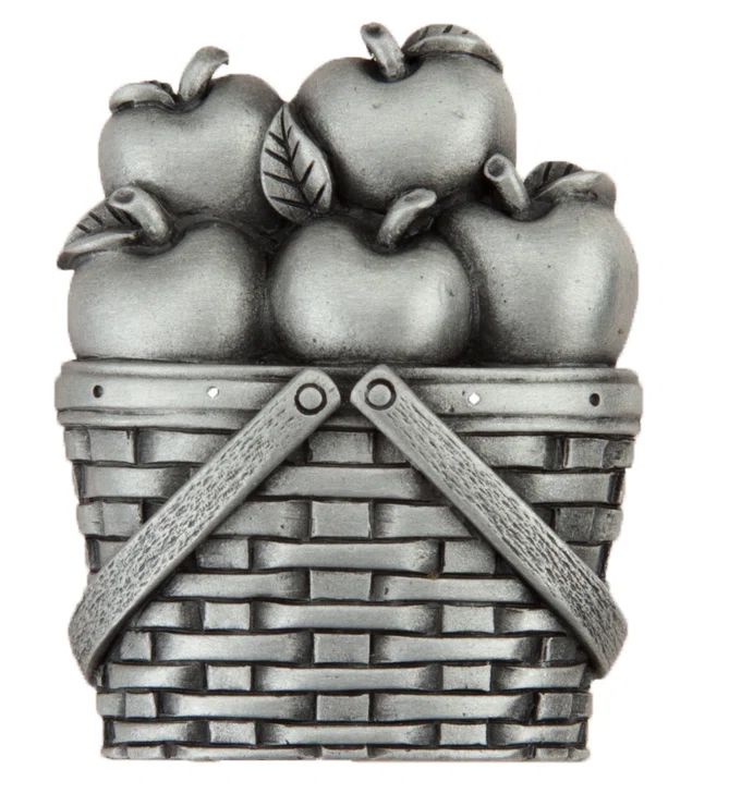 Antique Pewter Apple Basket Cabinet Knob with Mounting Hardware