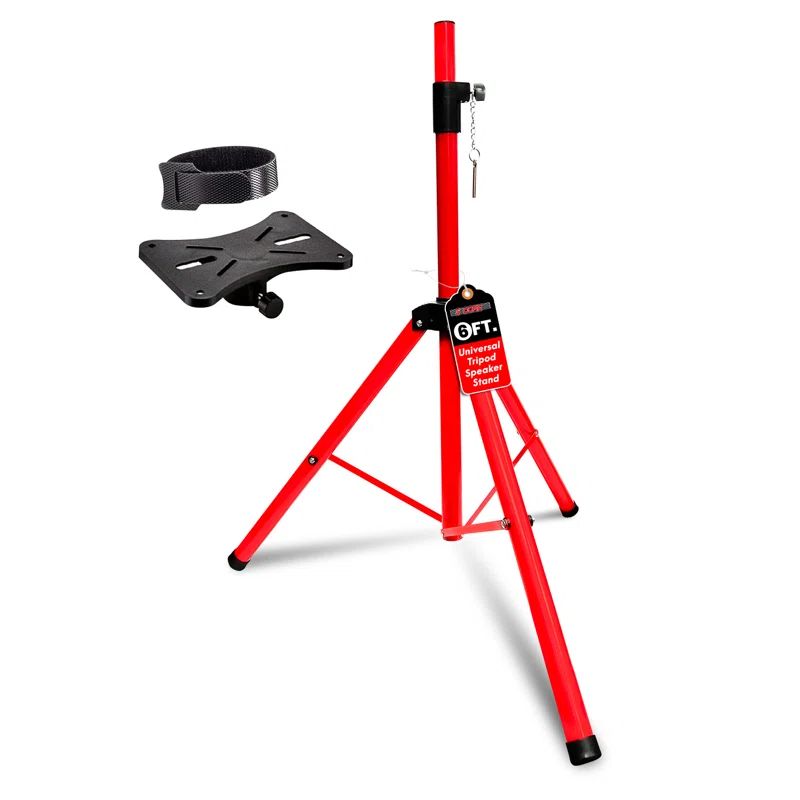 Red Adjustable Steel Tripod Speaker Stand, 72 Inch