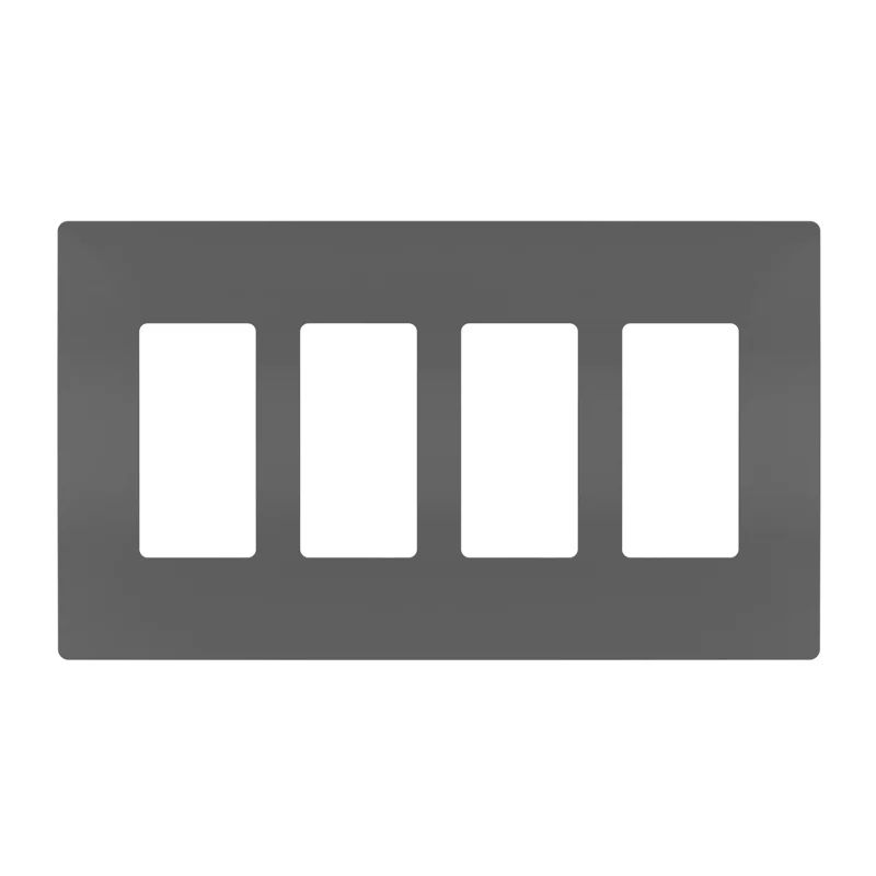 Radiant Black 4-Gang Screwless Polycarbonate Wall Plate