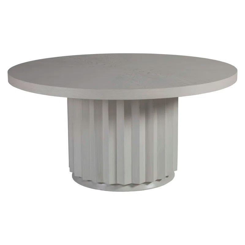 Transitional Cerused White Grey 60" Round Wood Dining Table