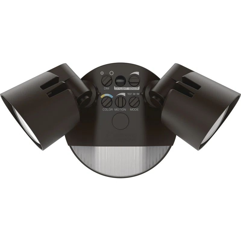 Dark Bronze Dual Head LED Security Flood Light with Motion Sensor