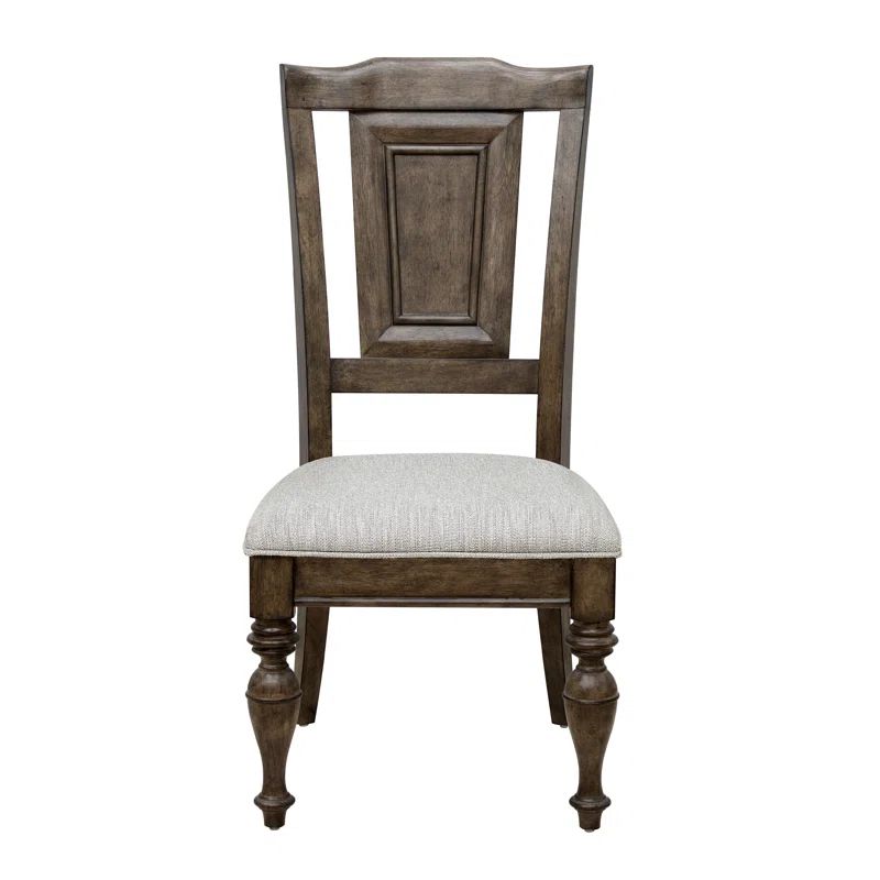 Woodbury Brown Upholstered Wooden Side Chair