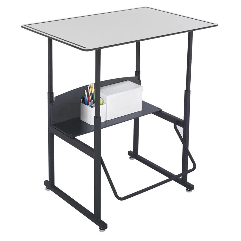 ErgoActive 36" Black Steel Adjustable Height Desk with Dry Erase Top