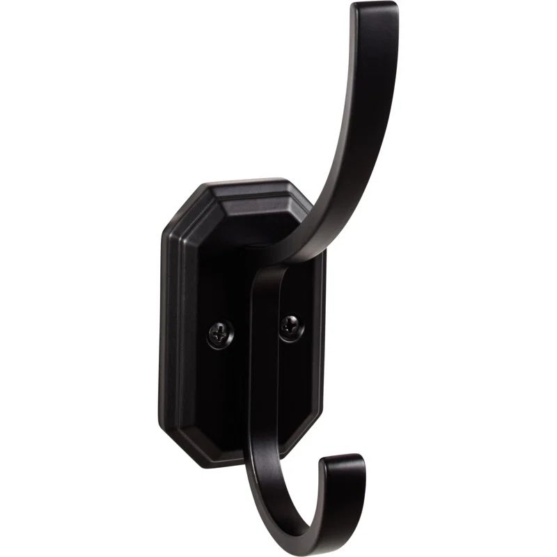 Black Metal Wall-Mounted Double Hook