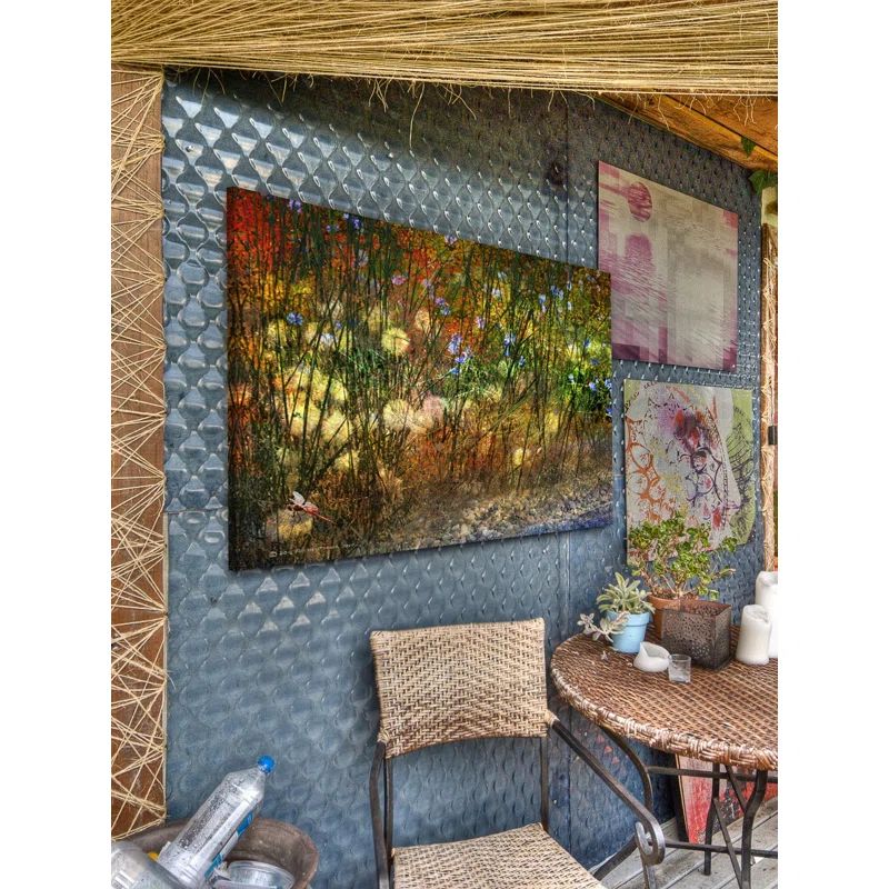 Oversized Green and Multicolor Canvas Wildlife Print