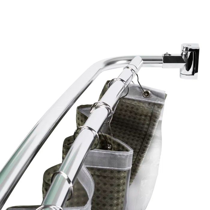 Adjustable Chrome Double Curved Shower Curtain Rod