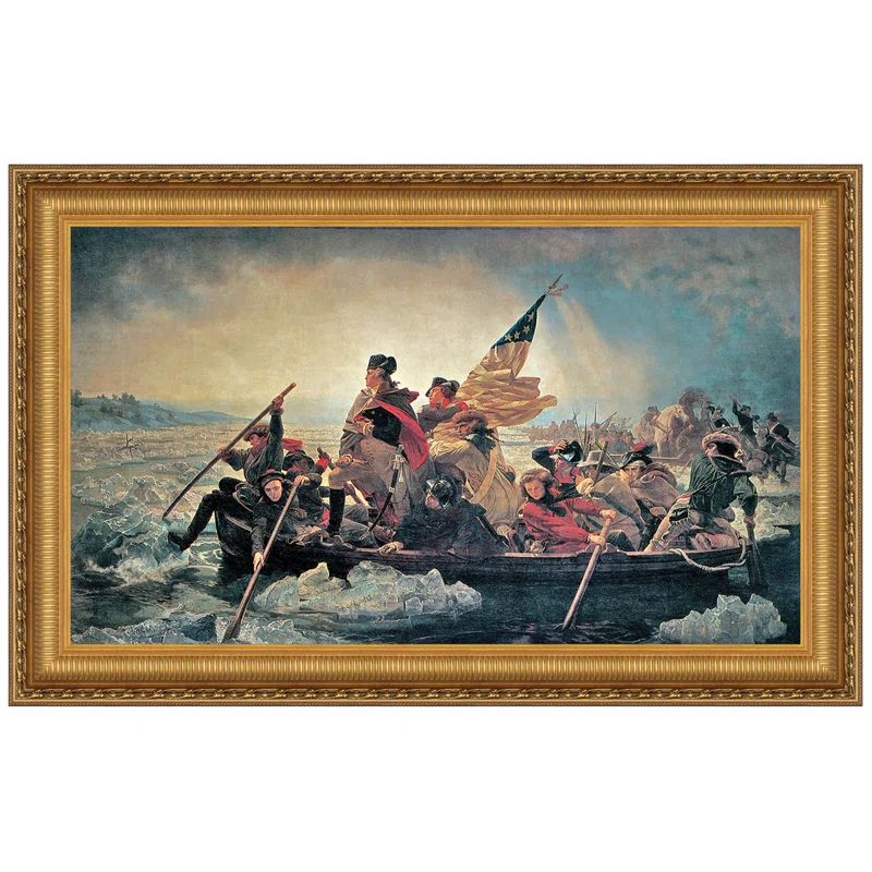 Washington Crossing the Delaware Gold Framed Canvas Landscape Painting