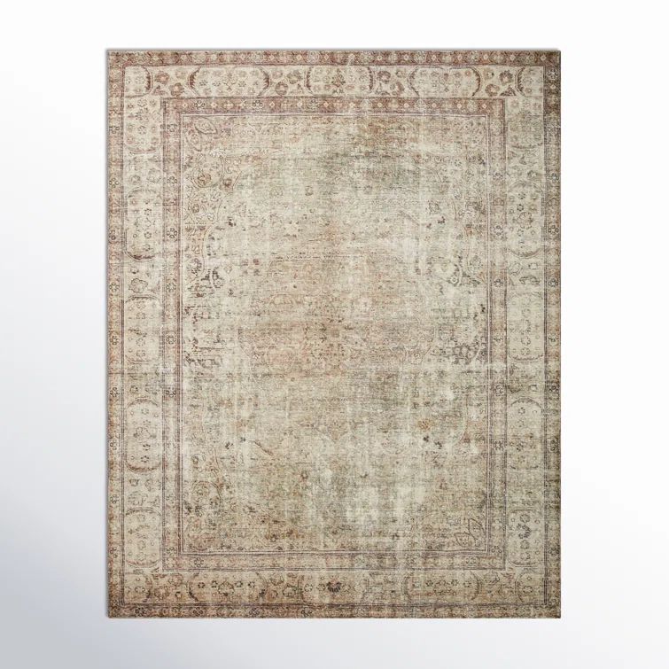 Antique Sage Rectangular Stain-Resistant Synthetic Area Rug