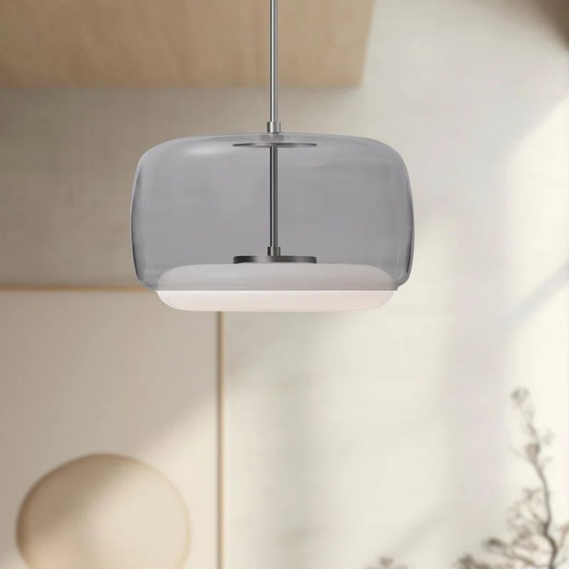 Brushed Nickel Smoke Gray Glass LED Pendant Light