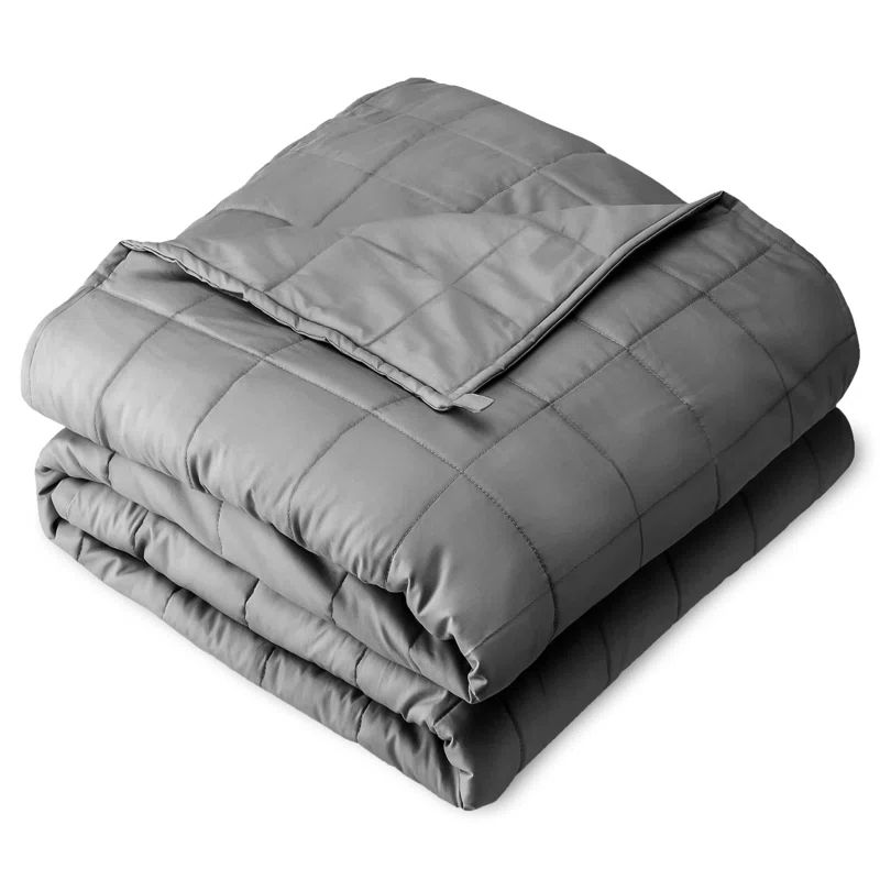 Light Grey Cotton Fleece Weighted Blanket for Kids, 12 lbs