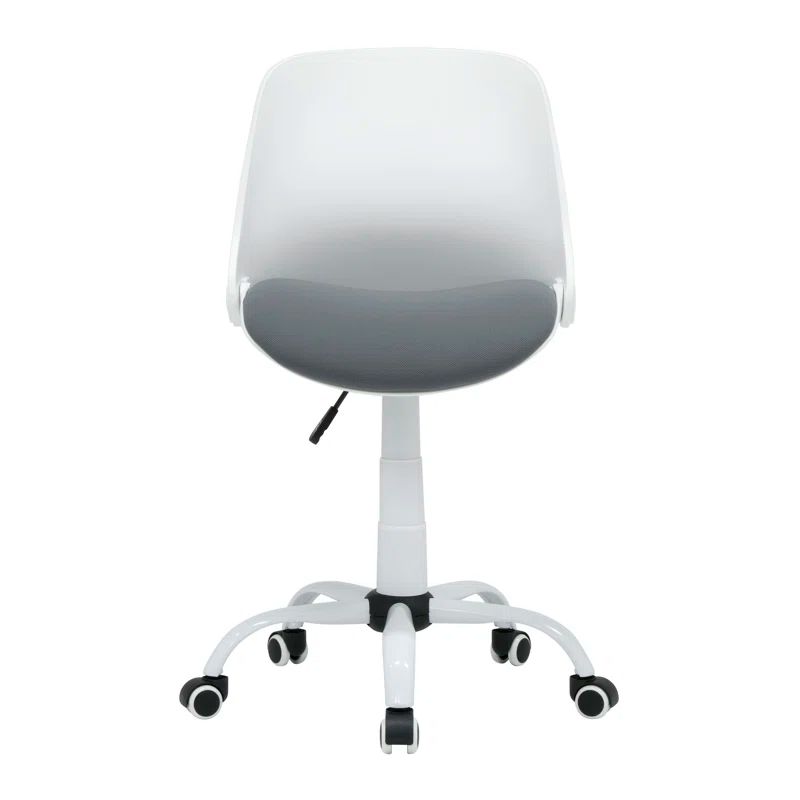 Ergonomic White and Gray Fabric Swivel Task Chair