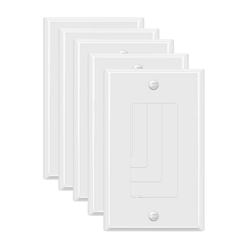 White Gloss 1-Gang Metal Decorator Rocker Wall Plate Set