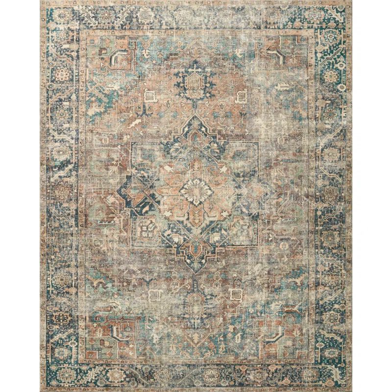 Elysian Blue Oriental 8' x 10' Easy-Care Synthetic Area Rug