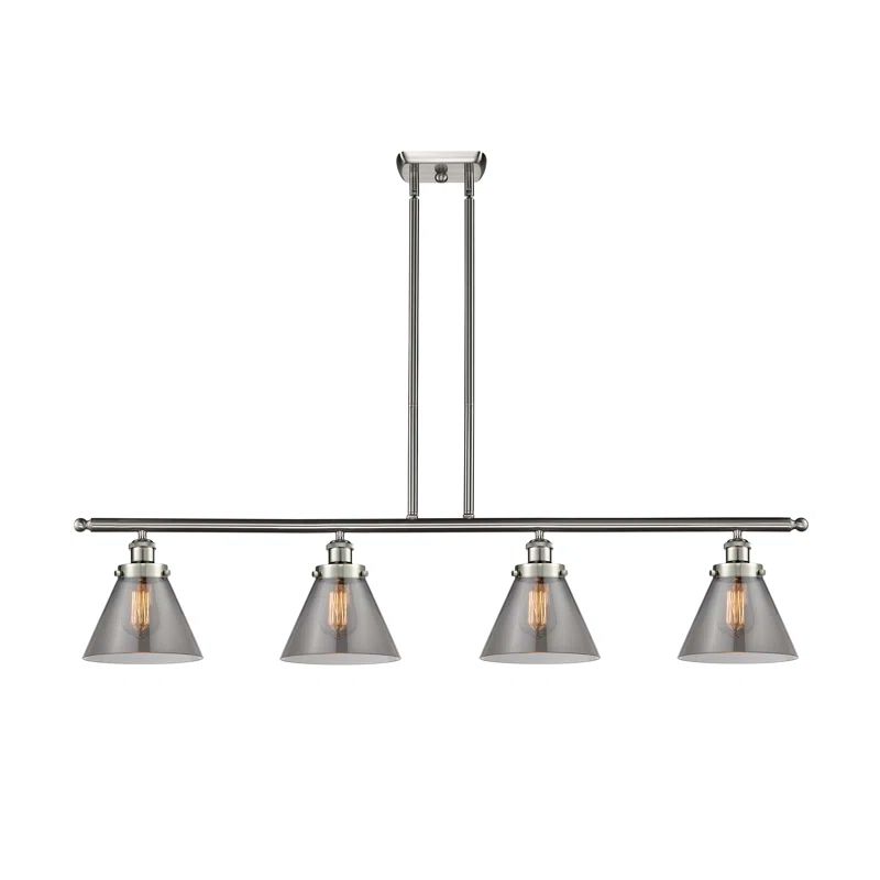 Satin Nickel Coastal Farmhouse 4-Light Kitchen Island Pendant