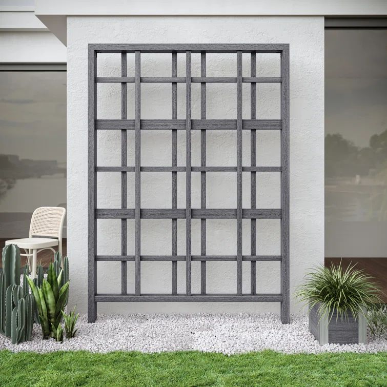 84'' Slate Gray Vinyl Lattice Panel Trellis