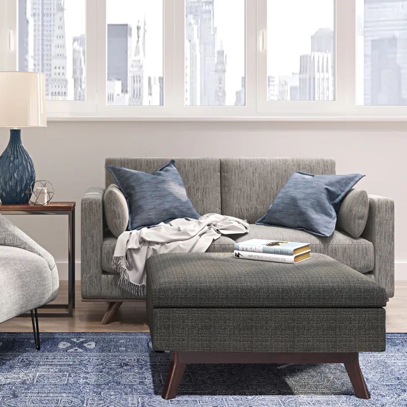 Ebony Tweed Upholstered Lift-Top Storage Ottoman