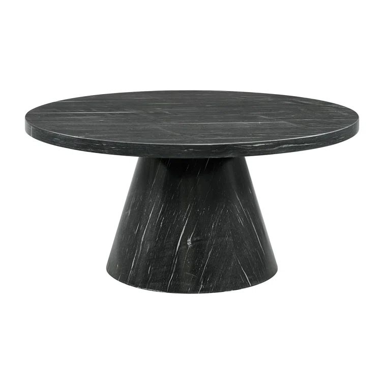 Odette Contemporary Round Marble Veneer Coffee Table in Gray