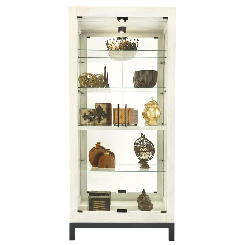 White Lighted Curio Cabinet with Glass Shelves