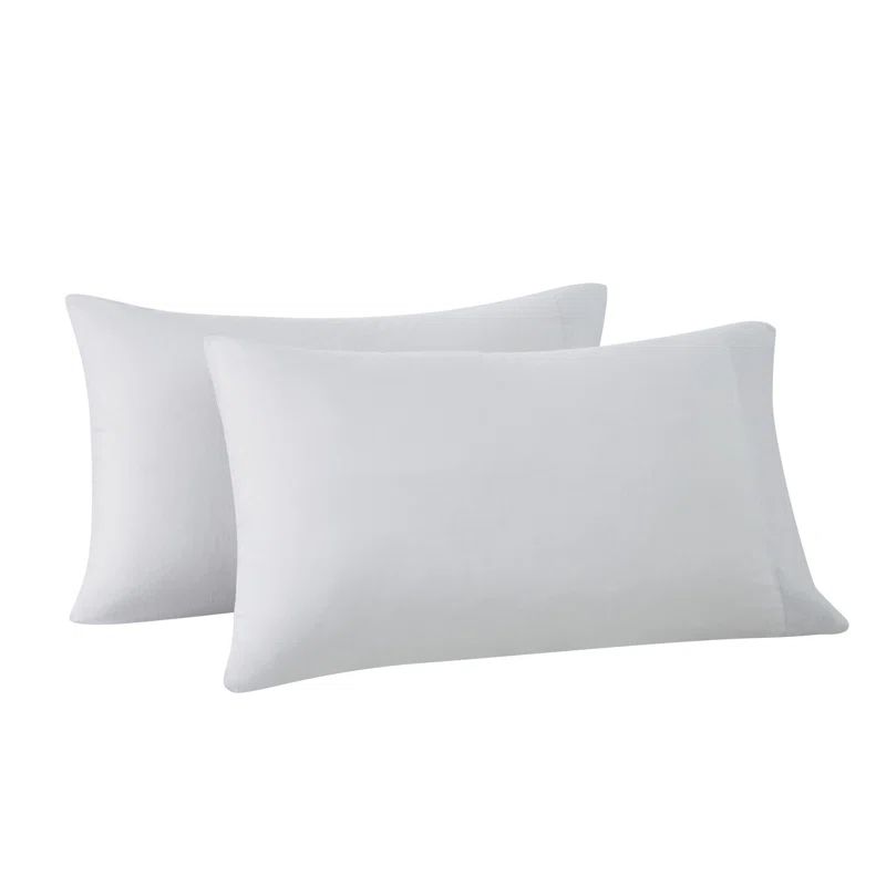 Standard Gray Cotton Polyester Embroidered Pillowcase Pair