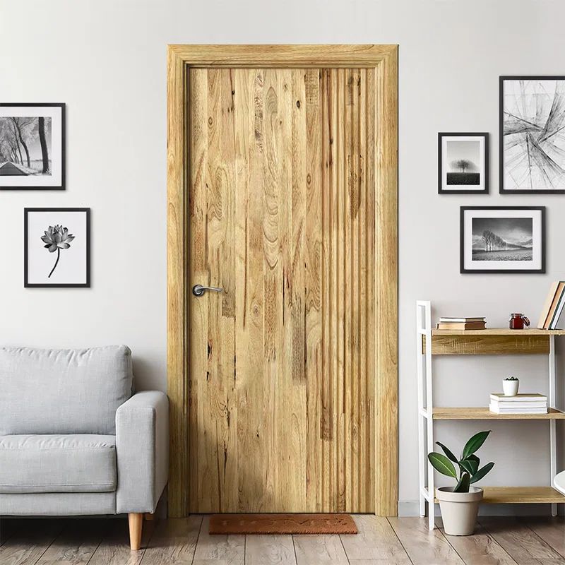 Weather Oak Textured Hollow Core Stained Pine Wood Slab Door