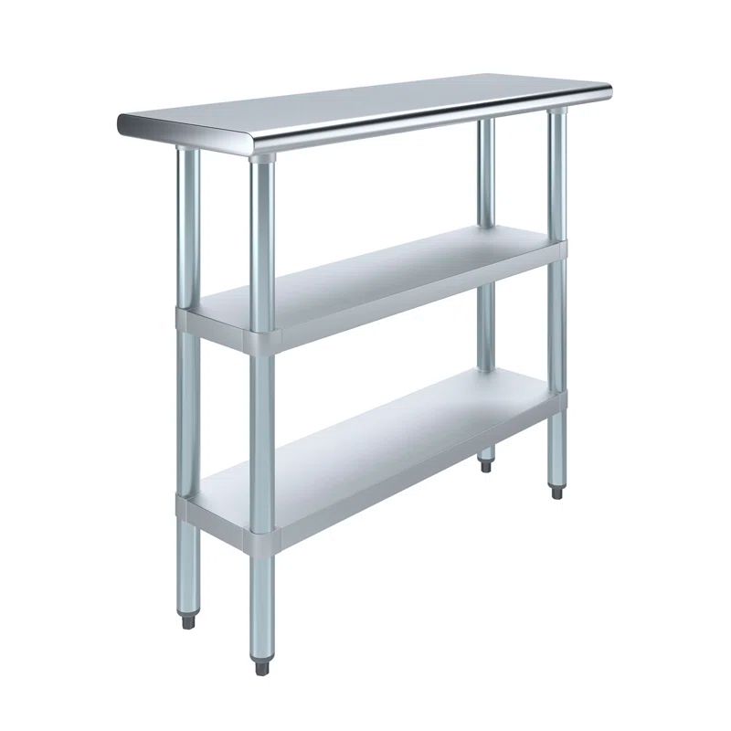 48" Stainless Steel Work Table with Galvanized Shelves