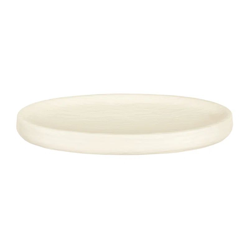 Cream Textured Stoneware Circular Soap Pump Tray