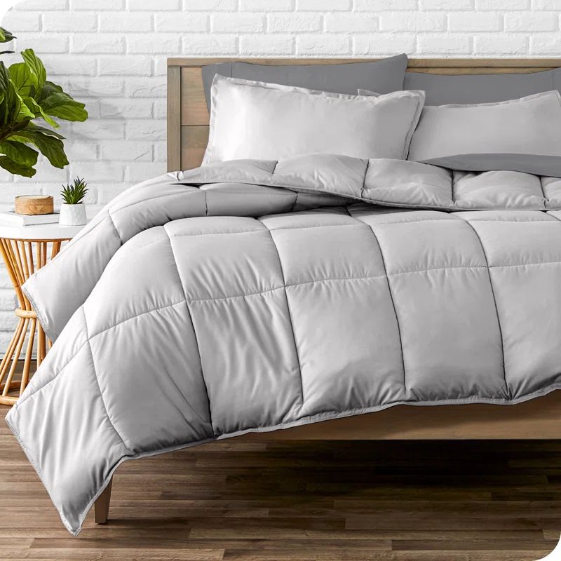 Queen Light Grey Reversible Microfiber Bed in a Bag Set